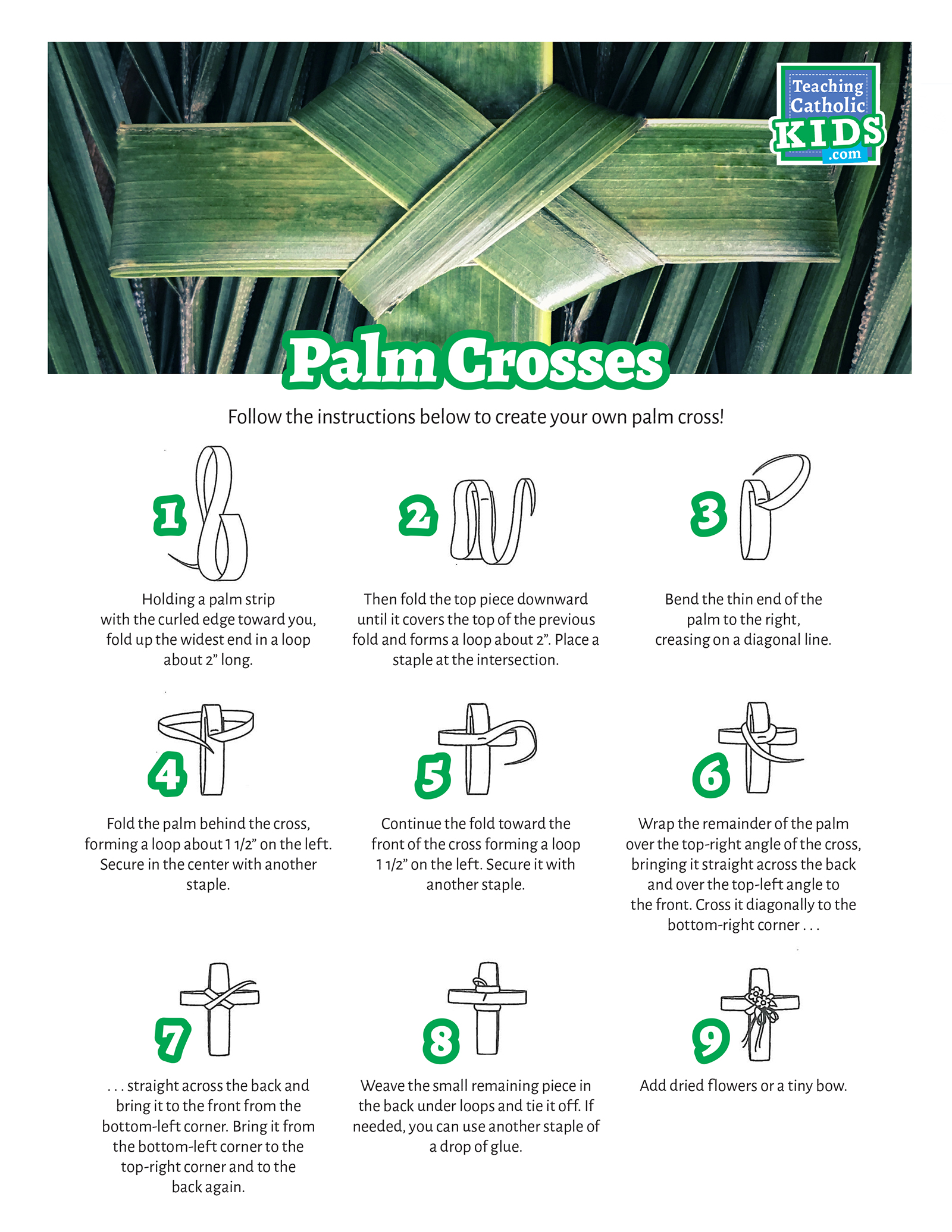 How to fold a palm cross