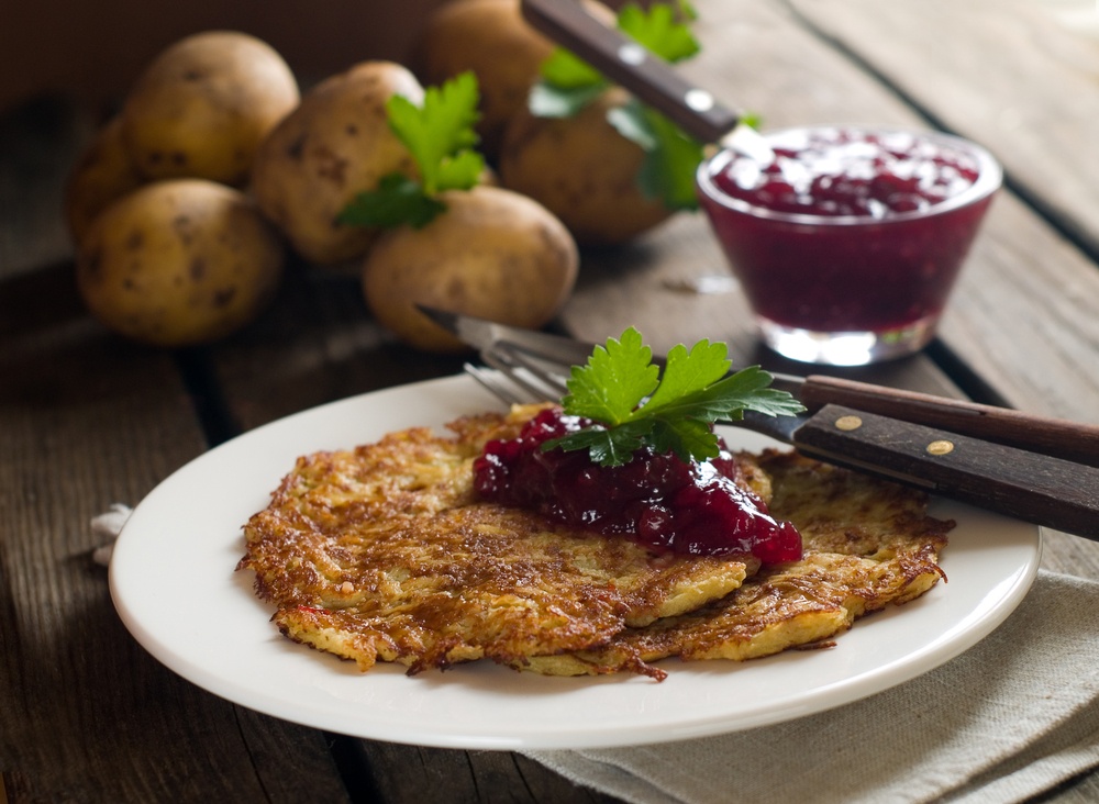 Potato pancakes and sauce for the Feast of St. Hildegard